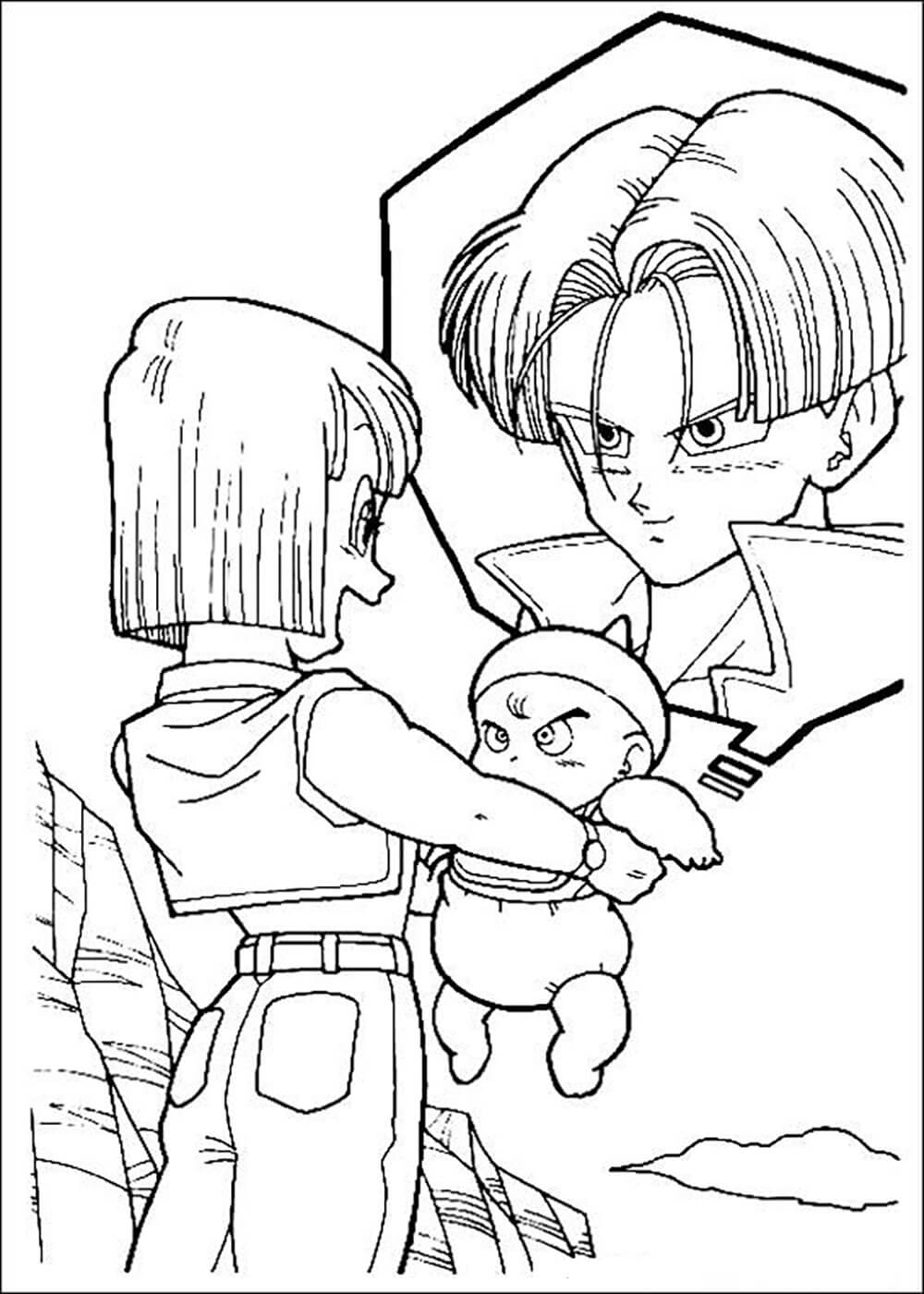 Dibujo de Bulma y Trunks para Colorear y Imprimir