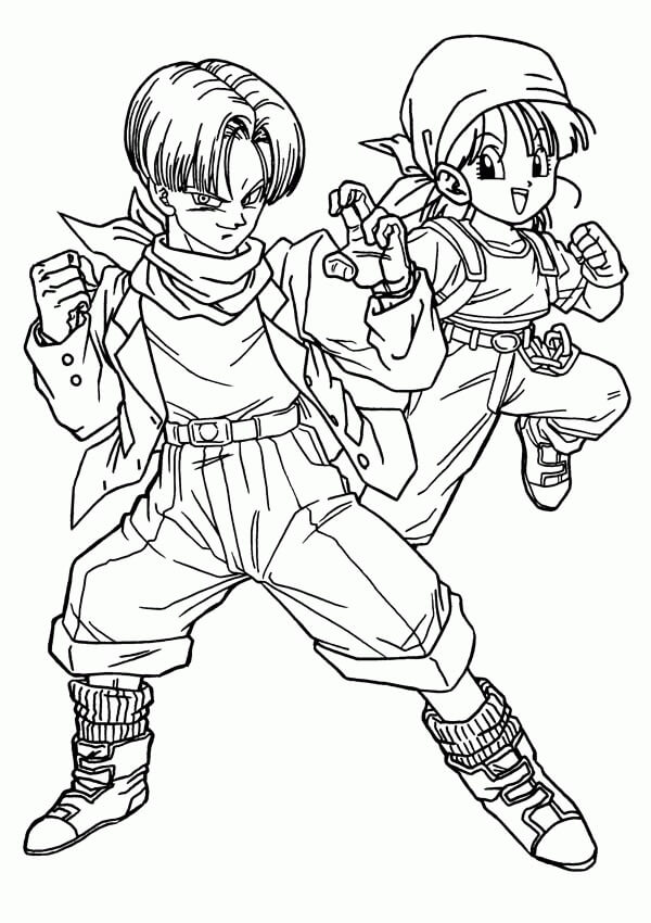 Dibujo de Trunk y Chibi Bulma para Colorear y Imprimir