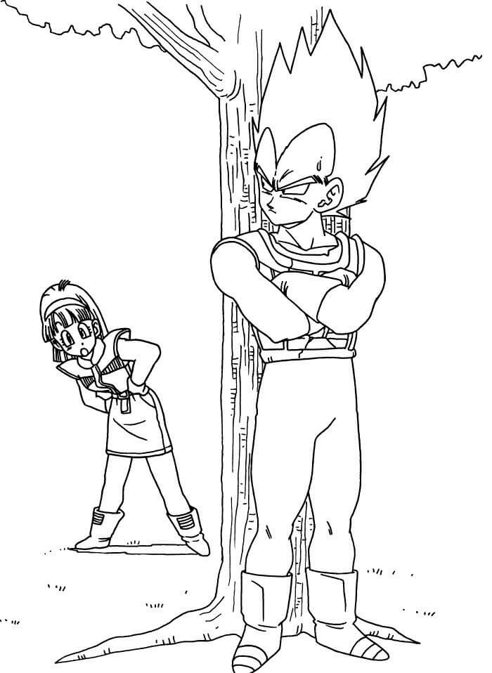 Dibujo de Vegeta y Bulma para Colorear y Imprimir