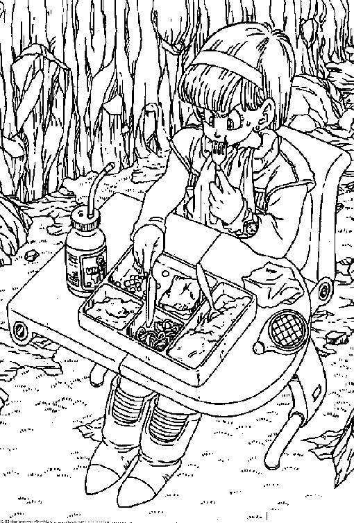 Dibujo de Bulma Comiendo En La Jungla para Colorear y Imprimir