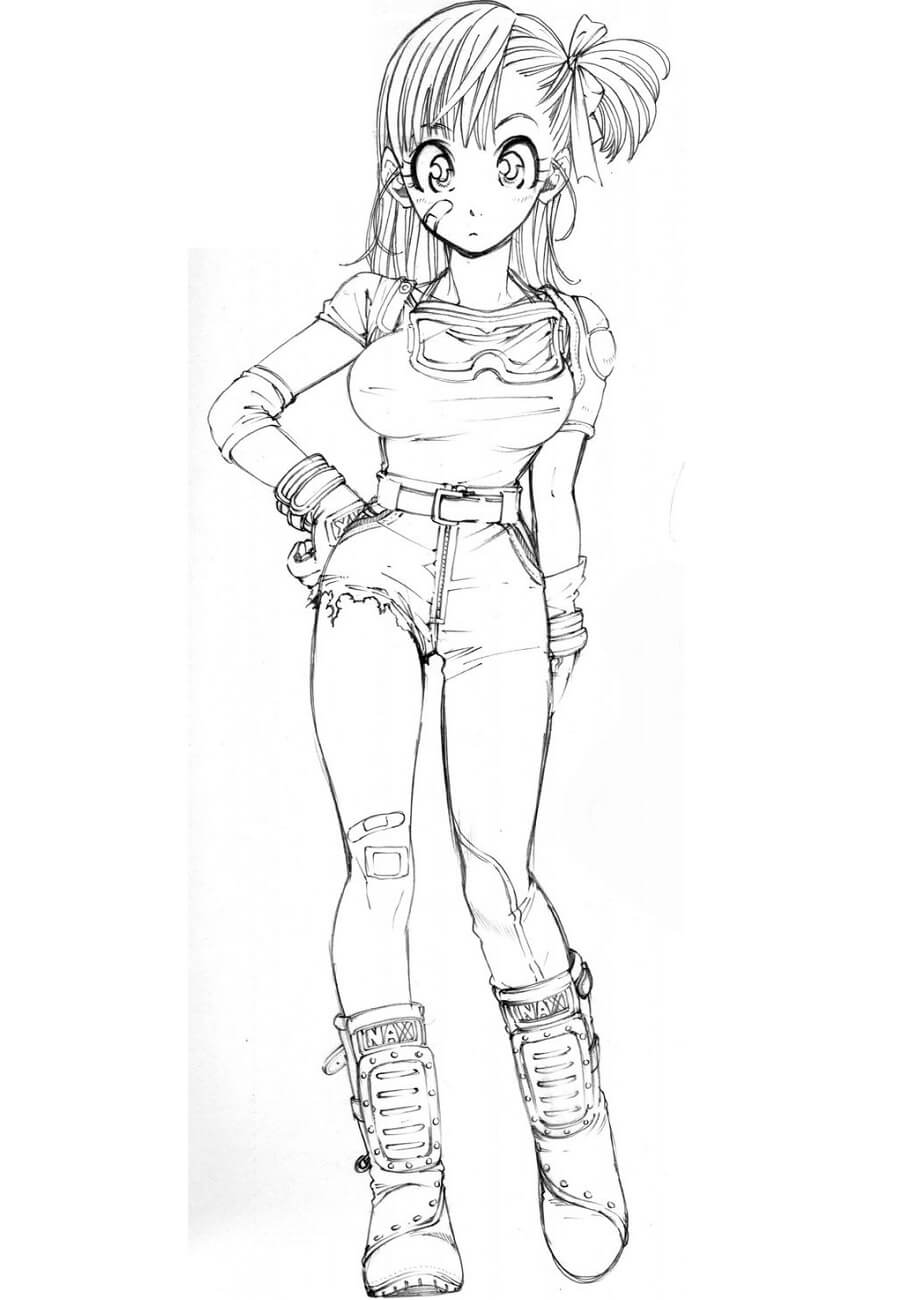 Dibujo de Bulma En Anime Dragón Ball para Colorear y Imprimir