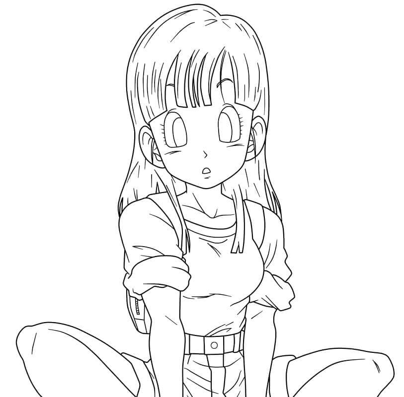 Dibujo de Bulma Sentada para Colorear y Imprimir