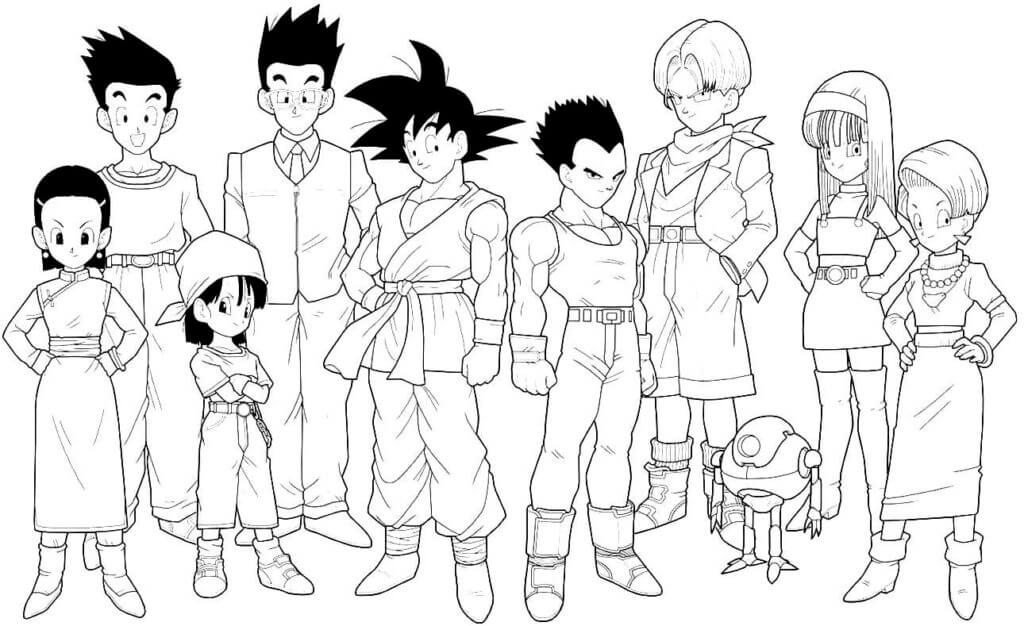 Dibujo de Bulma y El Personaje de Dragón Ball Z para Colorear y Imprimir