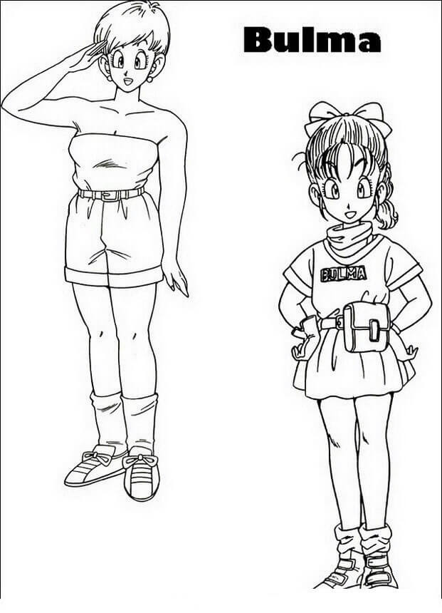 Dibujo de Dama y Pequeña Bulma para Colorear y Imprimir