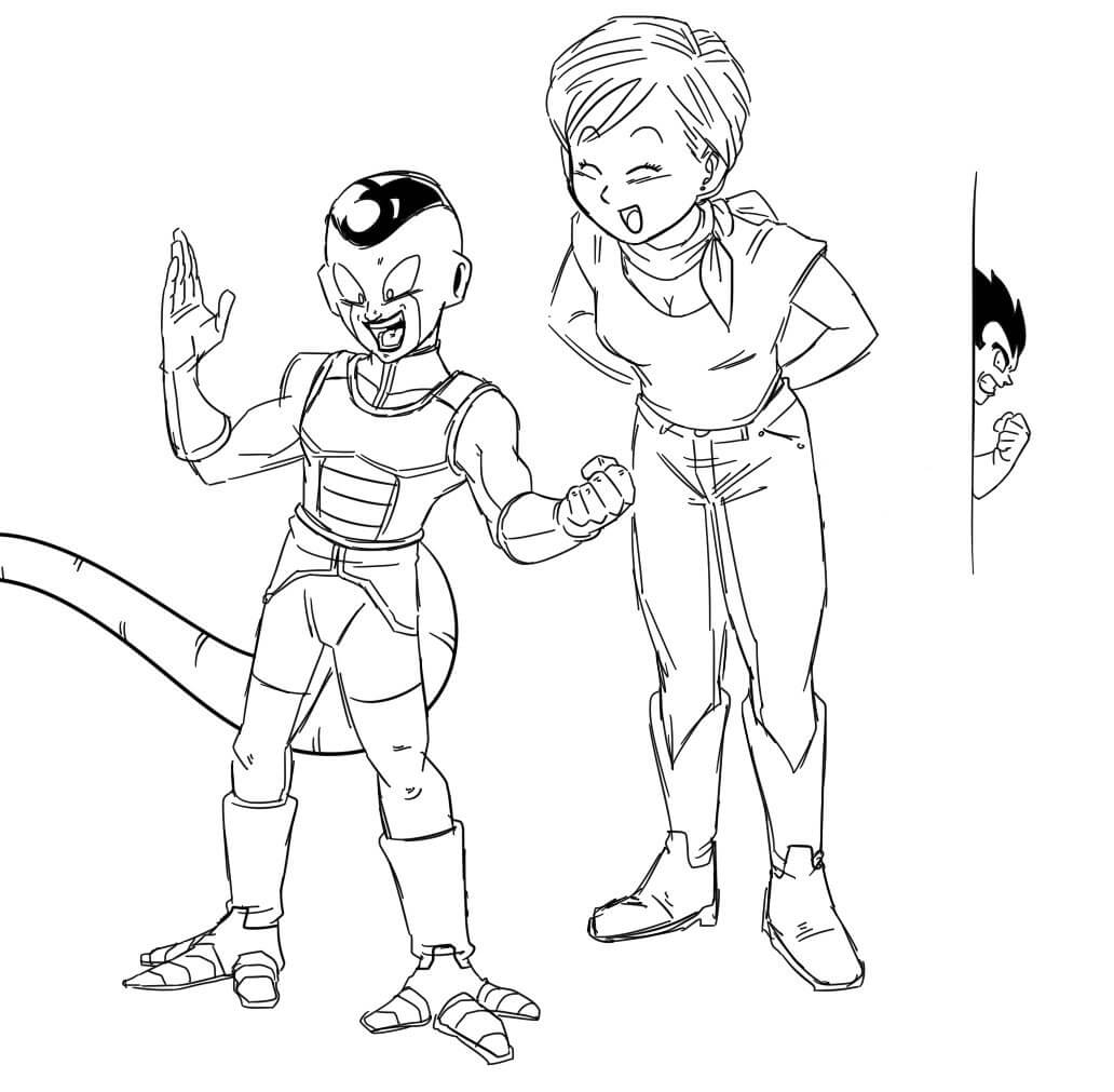 Dibujo de Dibujando a Frieza y Bulma para Colorear y Imprimir