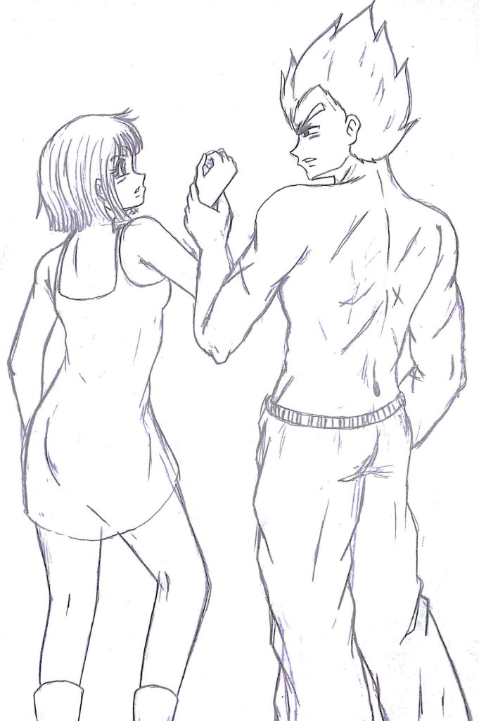 Dibujo de Pareja Bulma y Vegeta para Colorear y Imprimir