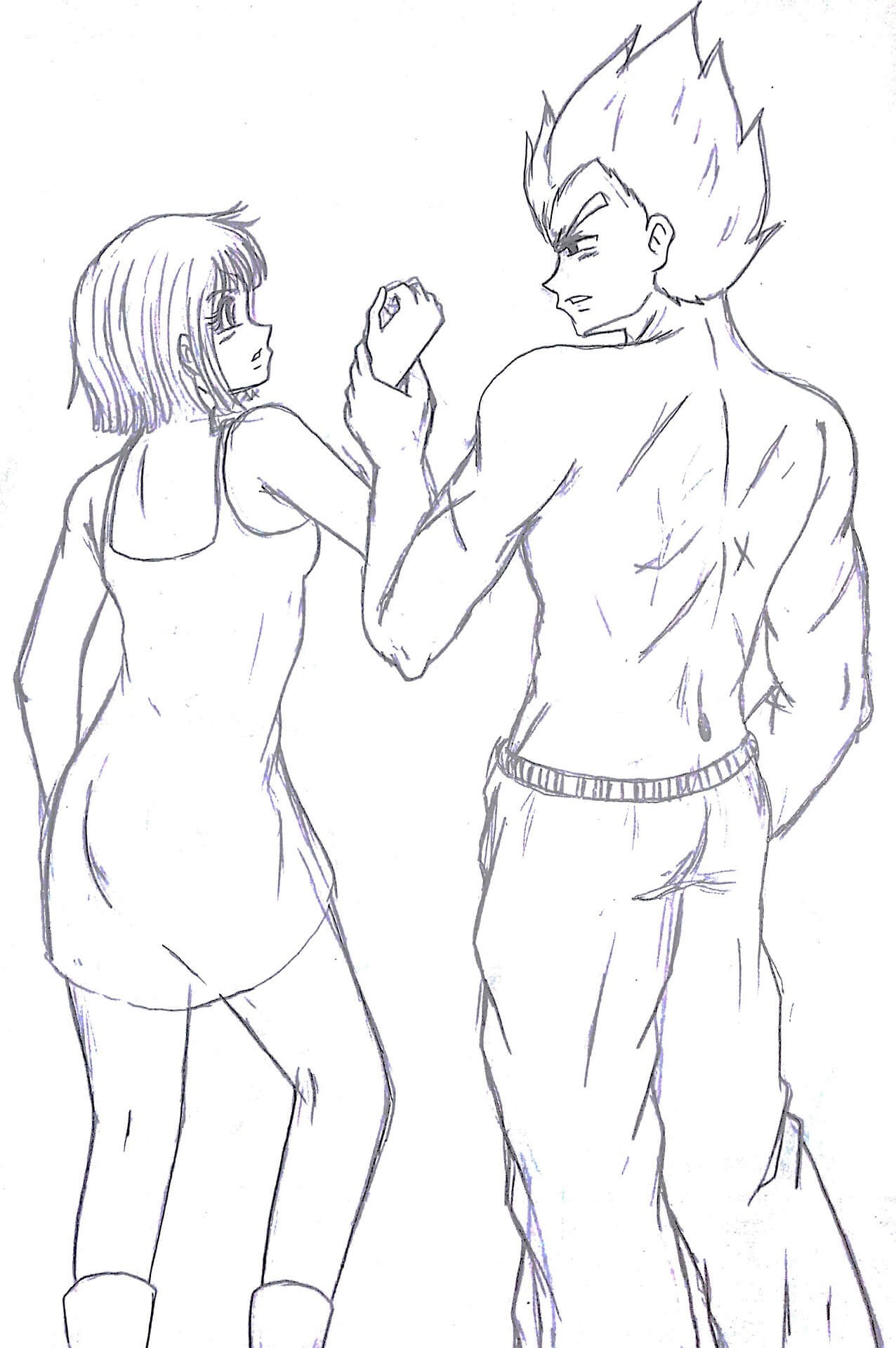 Dibujo de Pareja Bulma y Vegeta para Colorear y Imprimir