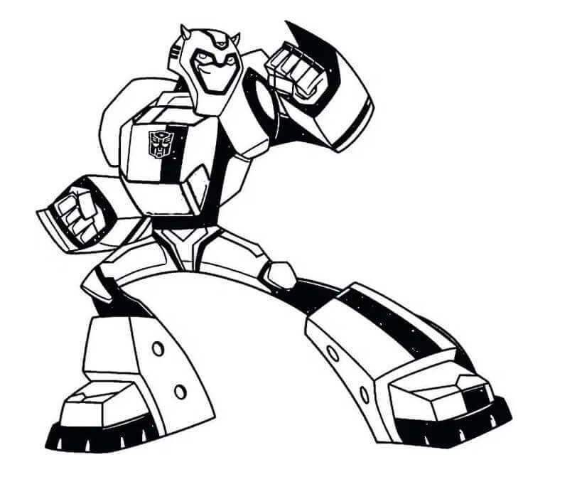Dibujo de Acción de Bumblebee de Dibujos Animados para Colorear y Imprimir