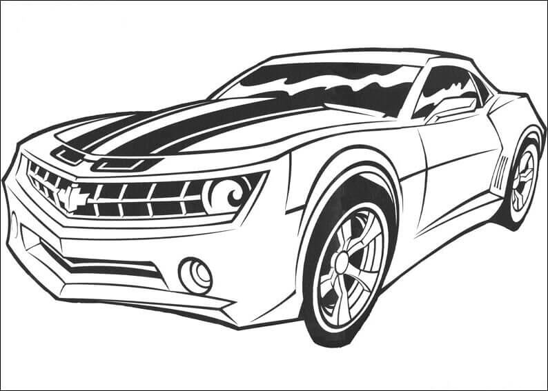 Dibujo de Coche Bumblebee para Colorear y Imprimir