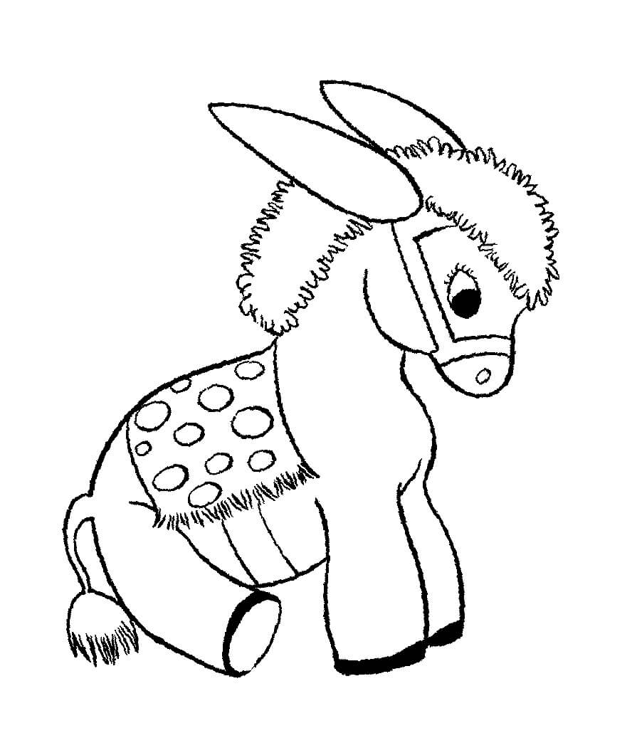 Dibujo de Bebé Burro Sentado para Colorear y Imprimir