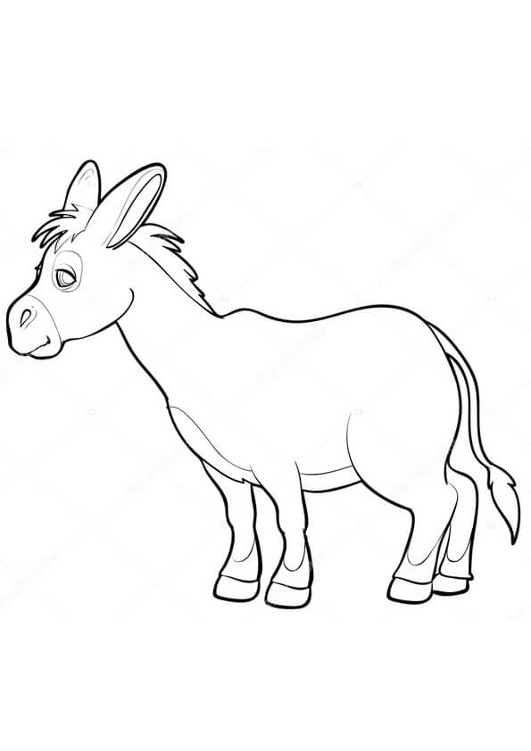 Dibujo de Bonito Burro para Colorear y Imprimir
