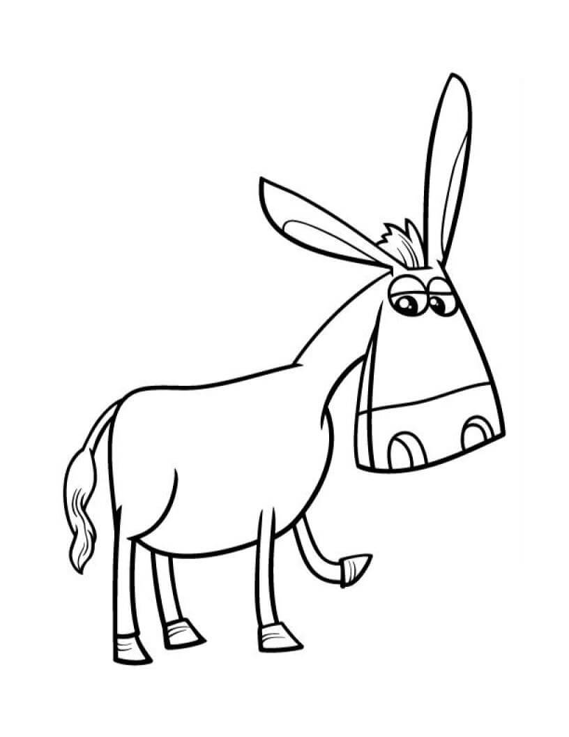 Dibujo de Burro Adorable para Colorear y Imprimir