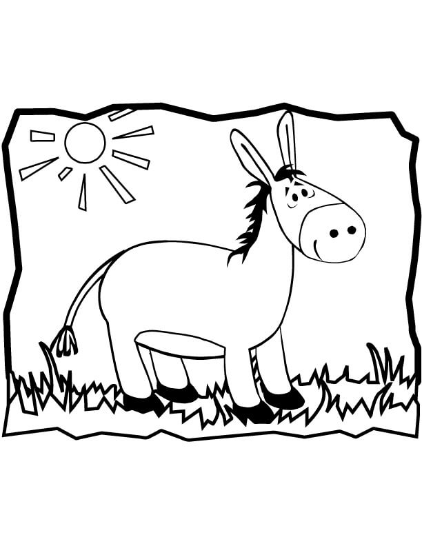 Dibujo de Burro de Dibujo para Colorear y Imprimir
