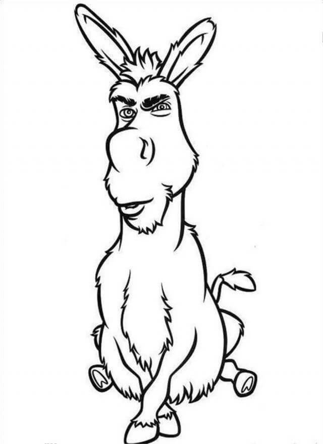 Dibujo de Burro Divertido Sentado para Colorear y Imprimir
