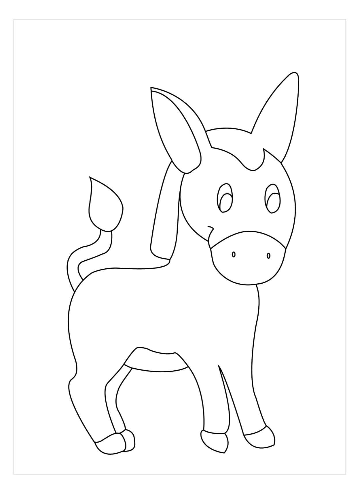 Dibujo de Burro Fácil para Colorear y Imprimir