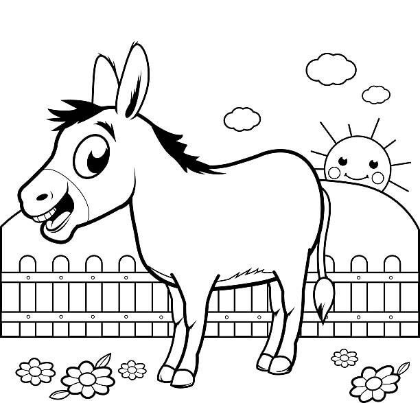 Dibujo de Burro Gracioso para Colorear y Imprimir