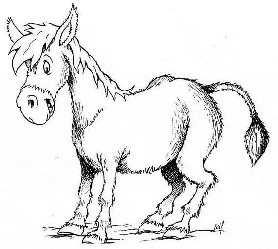 Dibujo de Burro Normal para Colorear y Imprimir