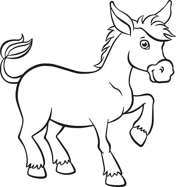 Dibujo de Burro Sencillo para Colorear y Imprimir