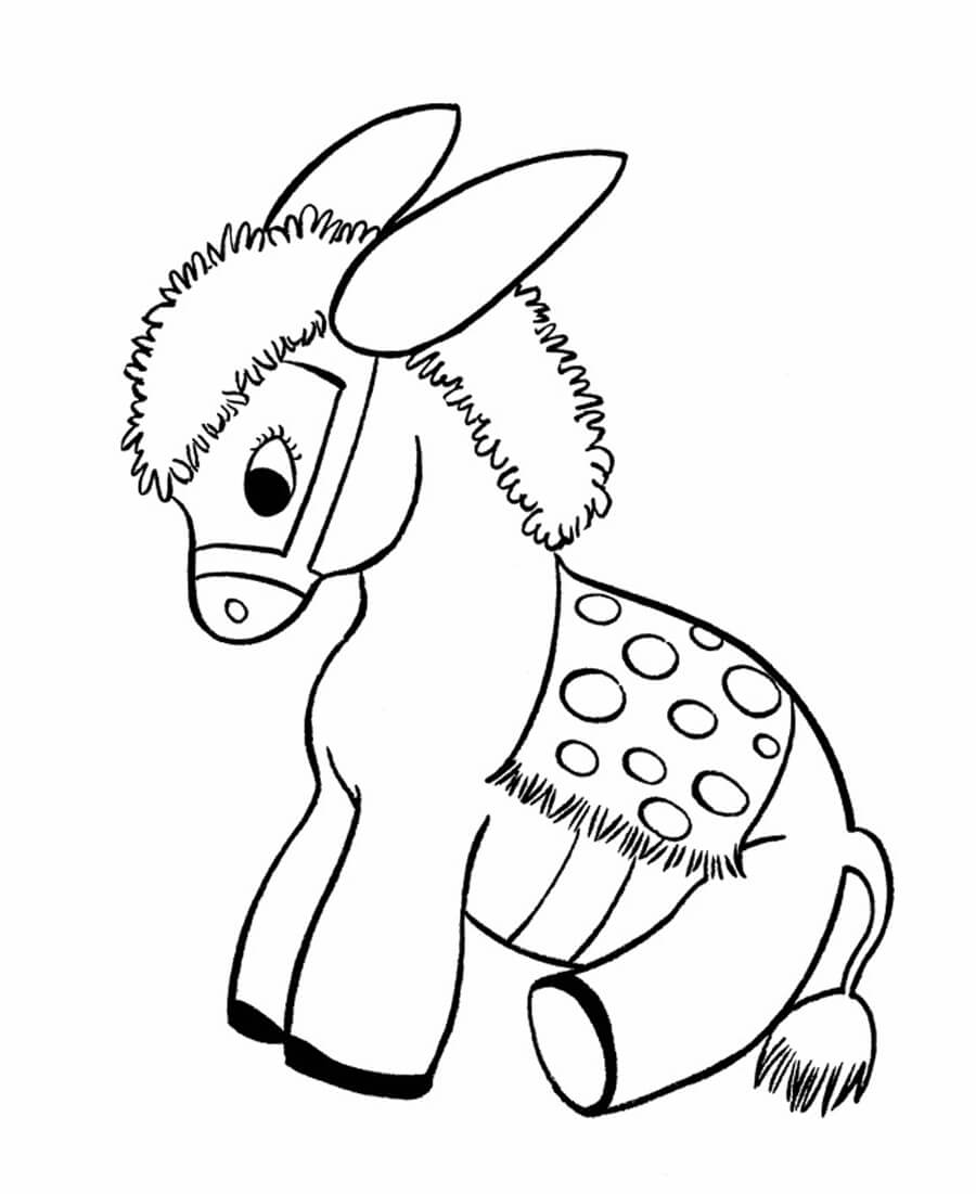 Dibujo de Burro Sentado para Colorear y Imprimir
