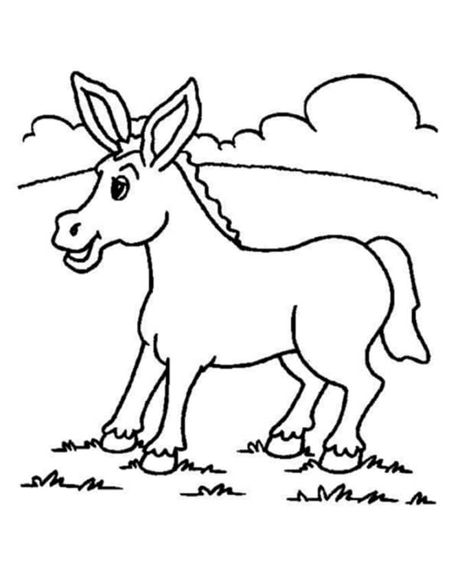 Dibujo de Burro Simple para Colorear y Imprimir