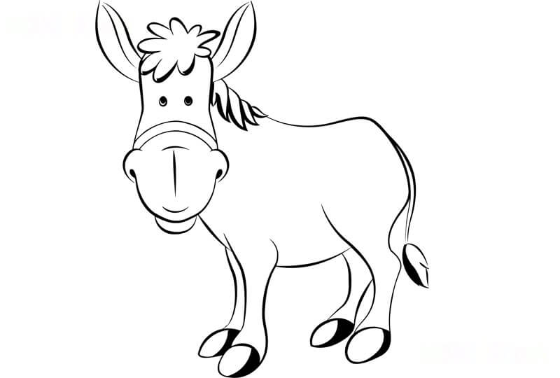 Dibujo de Burro Sonriente para Colorear y Imprimir