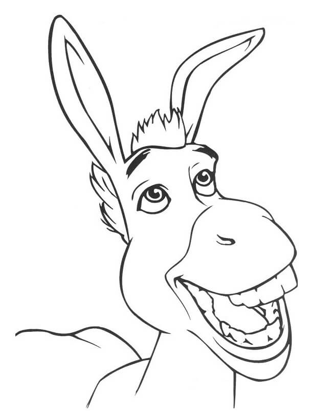 Dibujo de Cara de Burro Divertido para Colorear y Imprimir