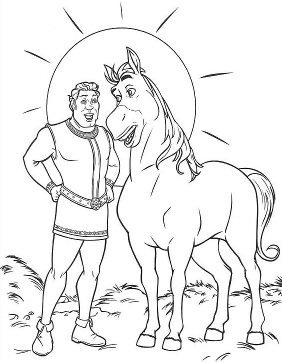 Dibujo de Hombre Hablando Con Burro para Colorear y Imprimir
