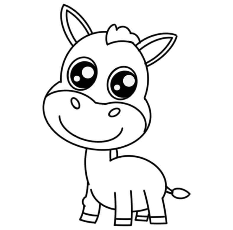 Dibujo de Lindo Burro Bebé para Colorear y Imprimir