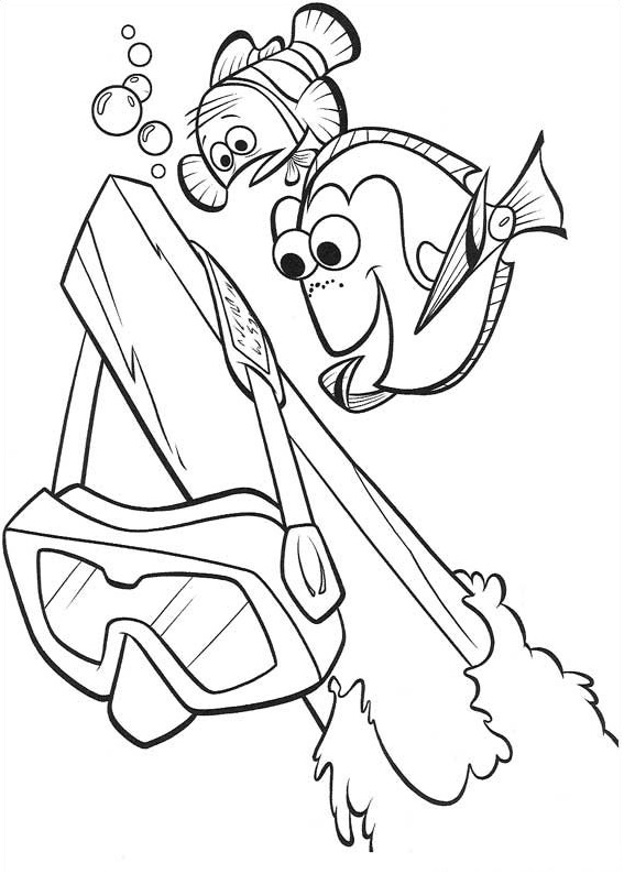 Dibujo de Dory Leyendo La Máscara para Colorear y Imprimir