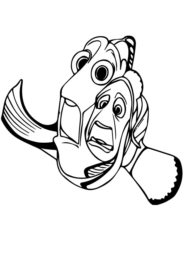 Dibujo de Dory y Marlin Están Asustados para Colorear y Imprimir