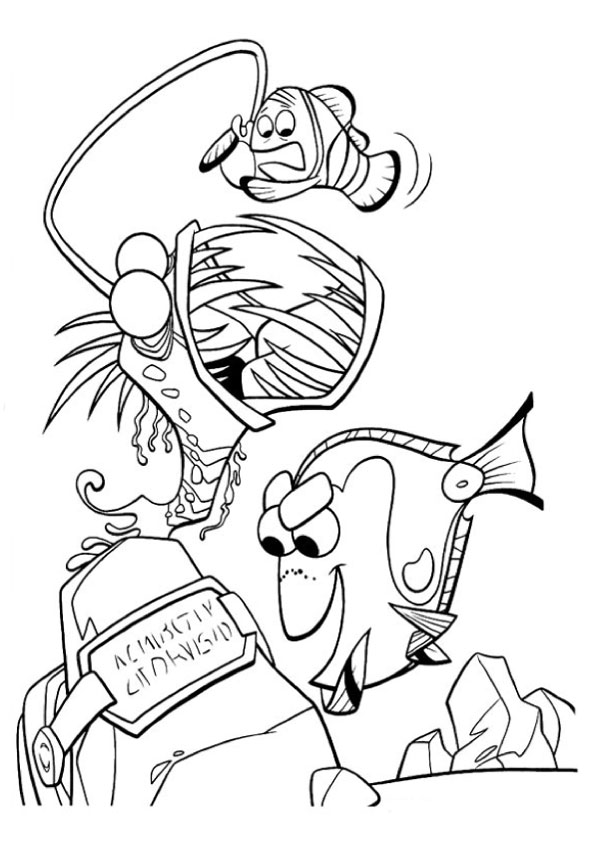 Dibujo de Marlin En Peligro para Colorear y Imprimir