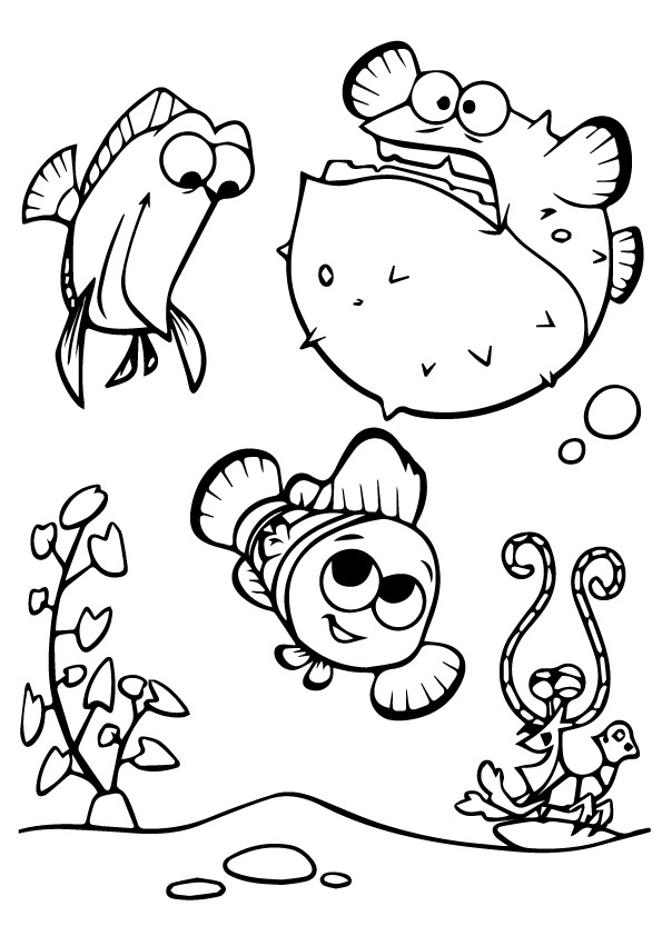 Dibujo de Nemo ¡Feliz Con Amigos para Colorear y Imprimir