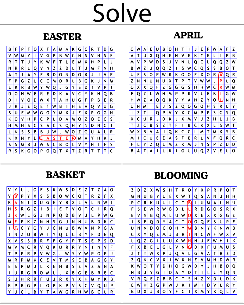Dibujo de Easter Word Searches Answer Number One Coloring Page para Colorear y Imprimir