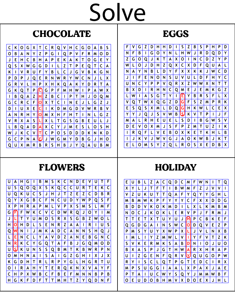 Dibujo de Easter Word Searches Answer Number Three Coloring Page para Colorear y Imprimir