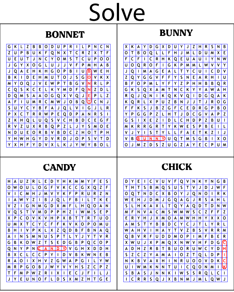 Dibujo de Easter Word Searches Answer Number Two Coloring Page para Colorear y Imprimir