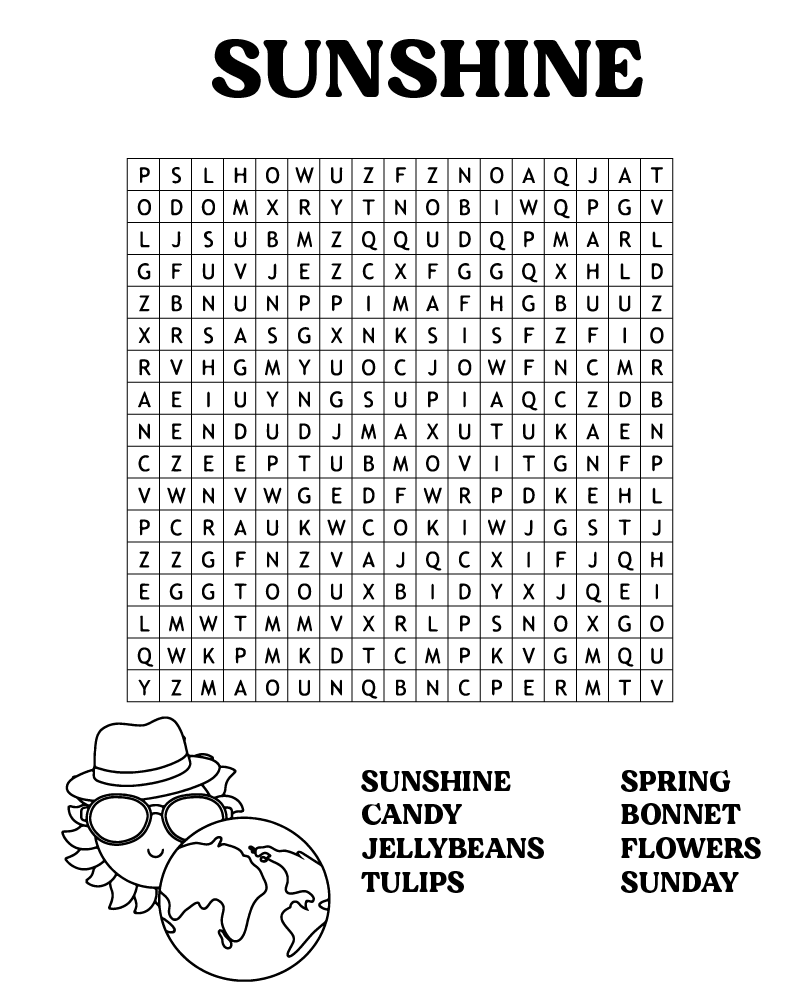 Dibujo de Easter Word Searches Sunshine Coloring Page para Colorear y Imprimir