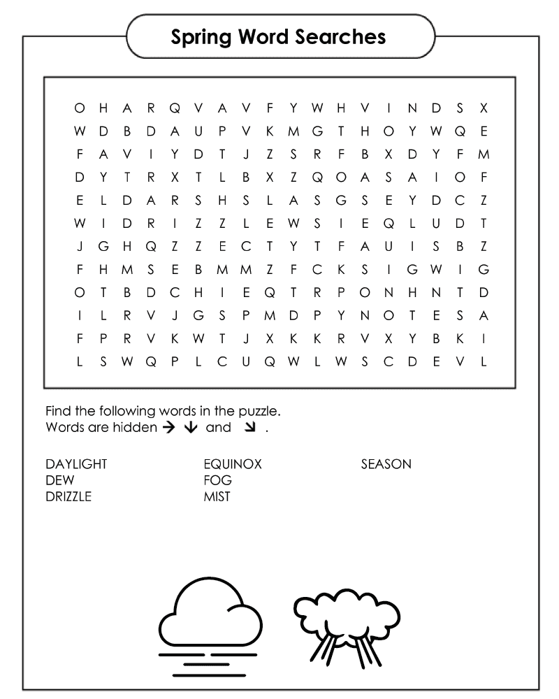 Dibujo de Difficult Spring Word Search Coloring Pagespng para Colorear y Imprimir