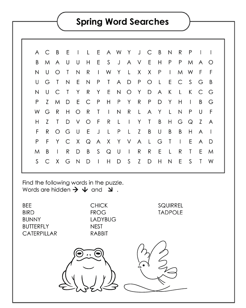 Dibujo de Easy Spring Word Searches Coloring Page para Colorear y Imprimir