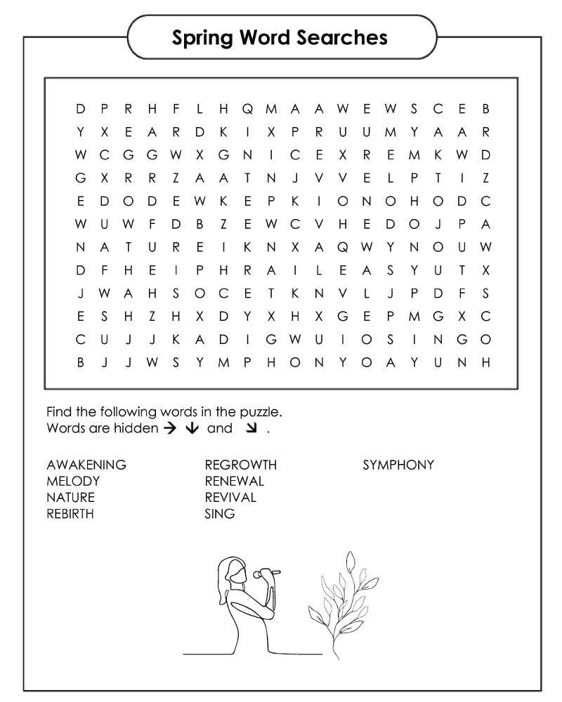 Dibujo de Free Printable Spring Word Search Puzzles For Adult Coloring Pagespng para Colorear y Imprimir