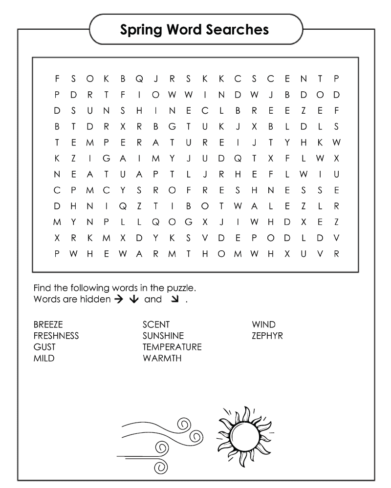 Dibujo de Fun Spring Word Search Coloring Pagespng para Colorear y Imprimir