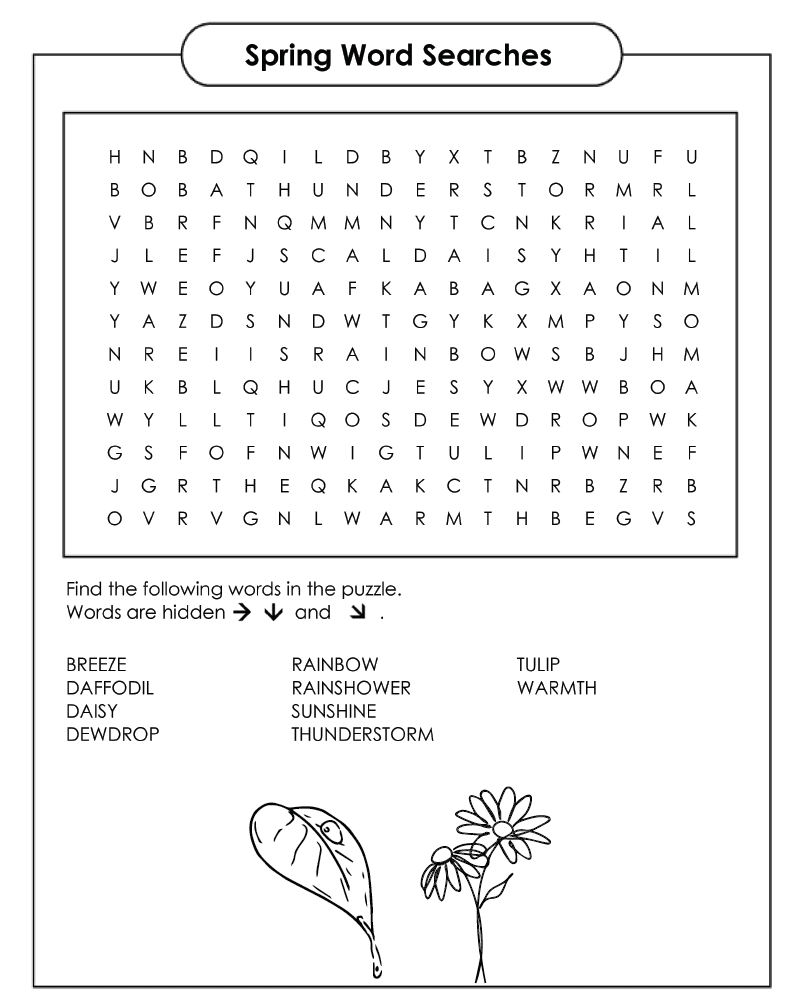 Búsqueda de Palabras de Primavera para Colorear