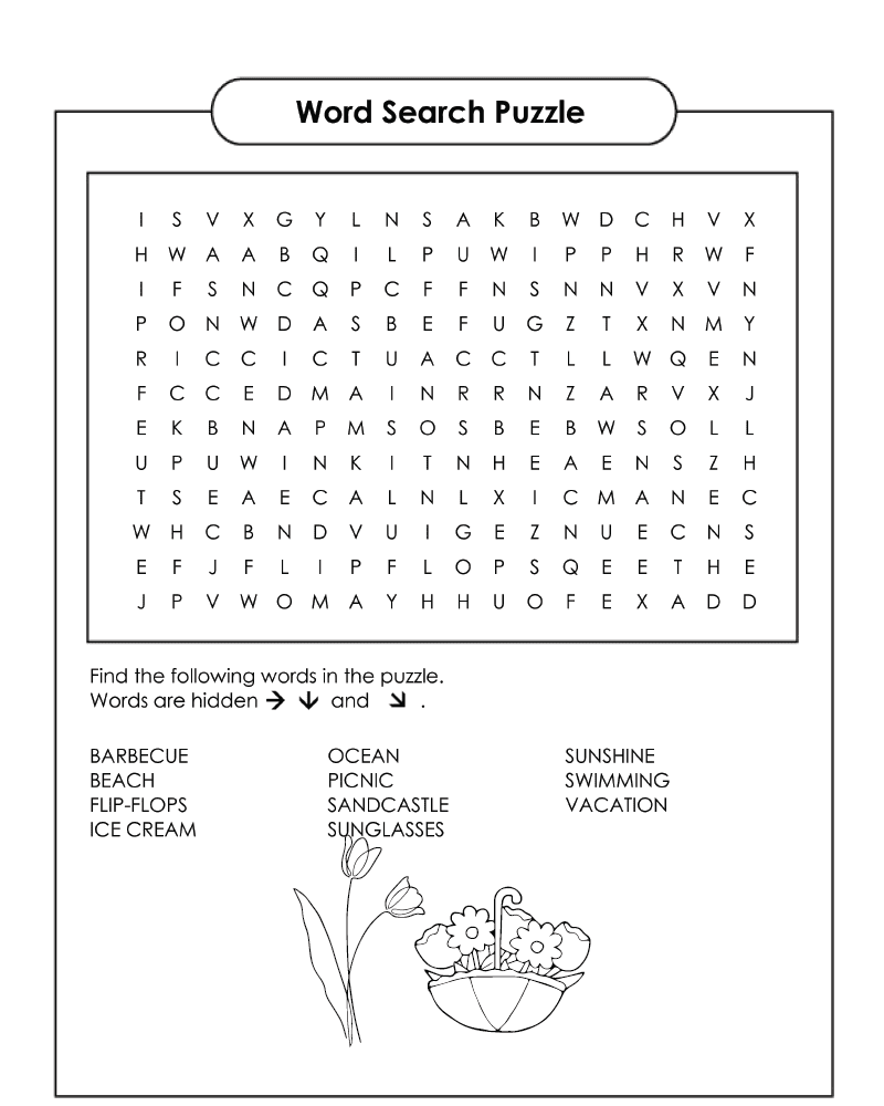 Dibujo de Spring Word Search For Kids Coloring Pagespng para Colorear y Imprimir