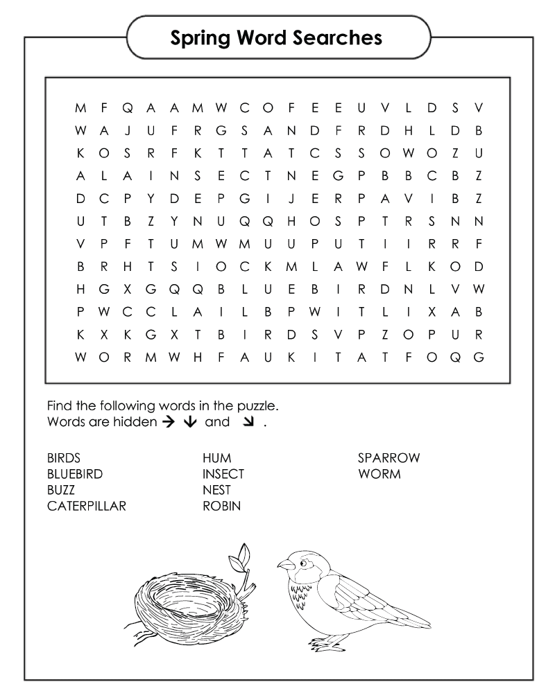 Dibujo de Spring Word Searches For 5Th Graders Coloring Page para Colorear y Imprimir