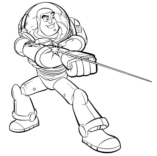 Dibujo de Buzz Lightyear Luchando para Colorear y Imprimir