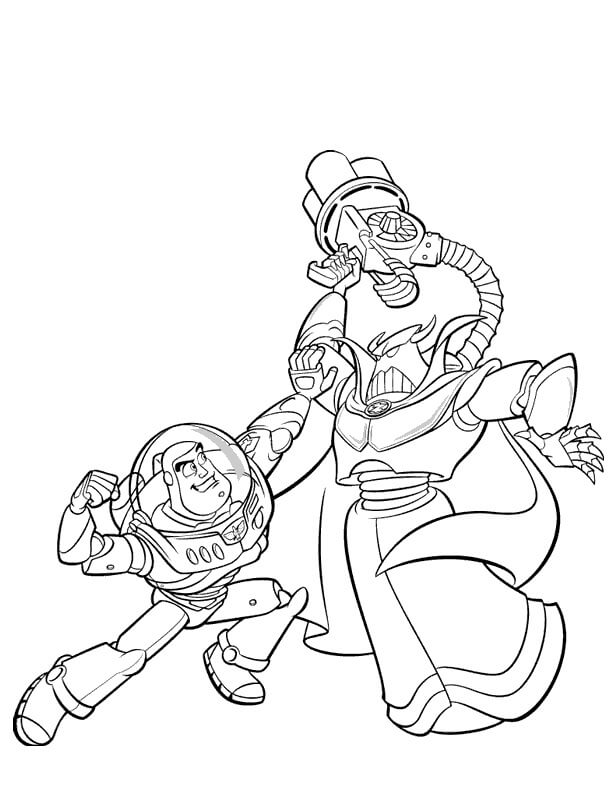 Dibujo de Buzz Lightyear Vs Monstruo para Colorear y Imprimir