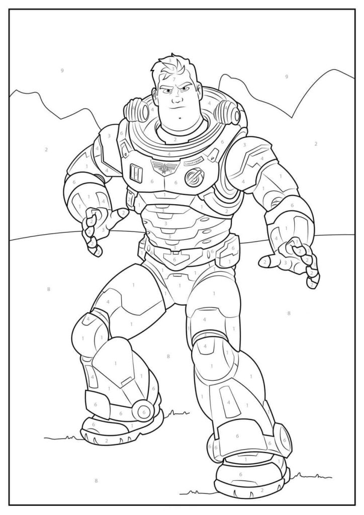 Dibujo de Colorear por Números a Buzz Lightyear para Colorear y Imprimir