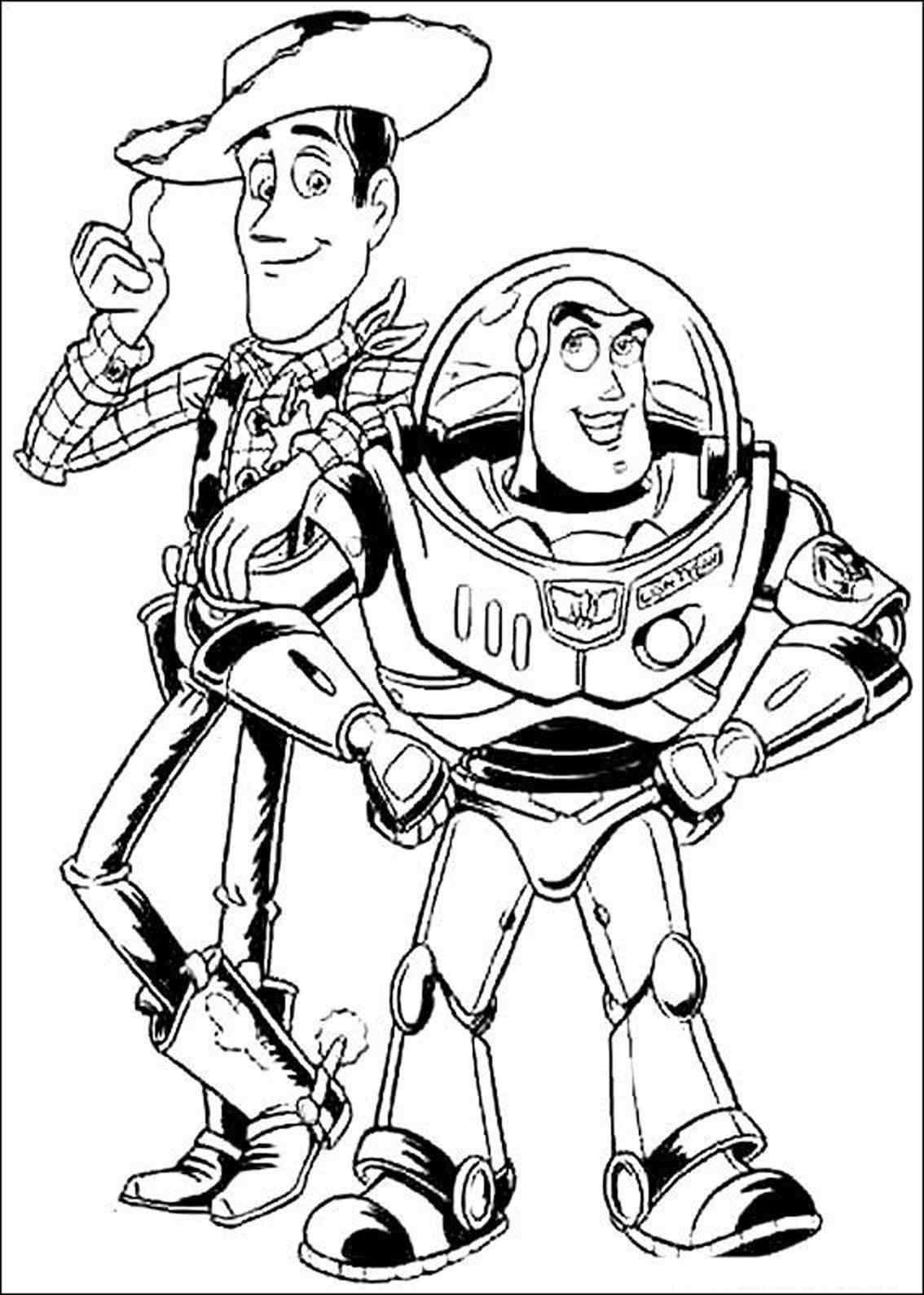 Dibujo de Dibujo Buzz Lightyear y Woody para Colorear y Imprimir