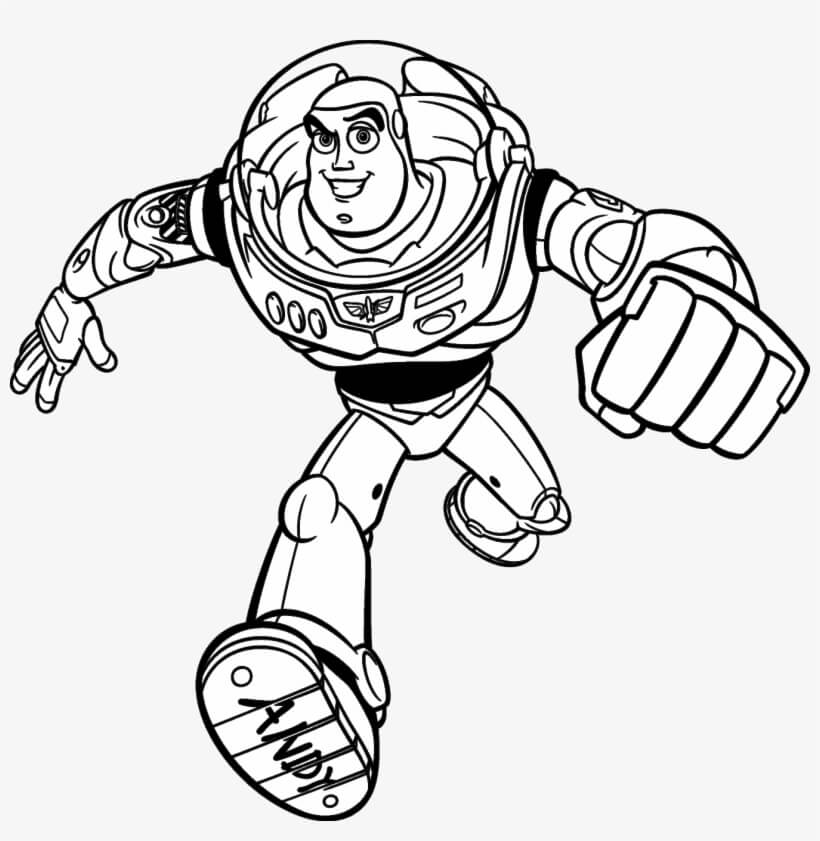 Dibujo de Diversión Buzz Lightyear Corriendo para Colorear y Imprimir