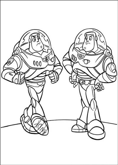 Dibujo de dos Buzz Lightyear para Colorear y Imprimir