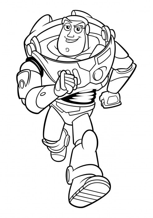 Dibujo de Riendo Buzz Lightyear Corriendo para Colorear y Imprimir